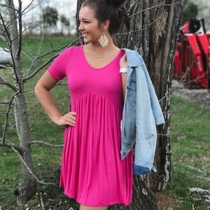 Fuchsia Babydoll T-Shirt Dress